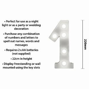 1 Light Up 3D LED 22cm Numbers Party Birthday Wedding Battery Operated