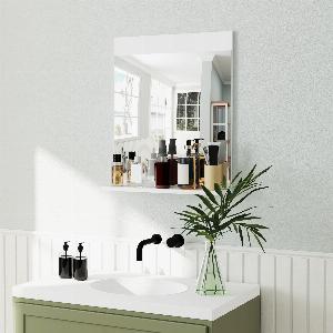 HOMCOM Miroir de salle de bain miroir mural avec étagère de rangement pour salon chambre 50 x 12 x 60 cm blanc