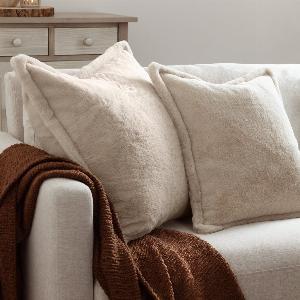 Kallu Faux Fur Filled Cushion 45cm x 45cm Natural