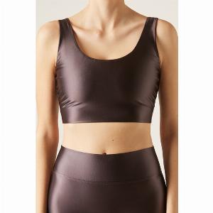 Calzedonia Haut ultra brillant satiné Femme Marron Taille ML