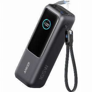 PowerBank Anker 25K 165 W câble intégré  câble rétractable Space Black