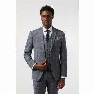 Alexandre Tailored Fit Performance Blue Seafoam Check Mens Suit Jacket