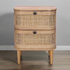 Stockholm Bedside Table Beige 2 Drawers