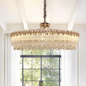 ArviaContemporary Oval  Round Crystal Pendant Ceiling Light Dimmable Fixture
