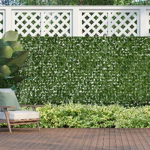 Outsunny Haie Artificiel BriseVue décoration Rouleau 3L x 1H m Feuillage réaliste AntiUV Vert foncé