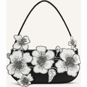 Leona BeadDecorated Shoulder Bag in Black