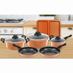 Batteria Di Pentole In Rame Antiaderente Herzberg Da 9 Pezzi
