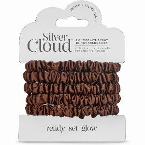 Silver Cloud Skinny Hair Scrunchie Chocolate 5 Pack