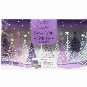 Elysium Spa Floral Candle Epsom Salts  Bath Bomb Gift Set