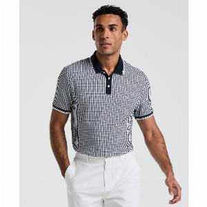 Jaquard Check Polo Shirt In Dark Sapphire