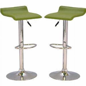 Enjoy 59 Discount on Pairs of Belita Green PVC Bar Stools with Chrome Base