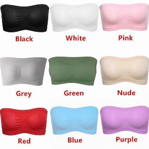 Womens Tube Top Strapless Bandeau Bra Underwear Women Bralette Seamless Strapless Tops Hollow Wrapped Chest Bras L pink