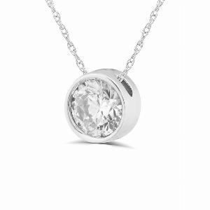 Floating Bezel Set Lab Grown Diamond Solitaire Necklace  10K White Gold 2 ct tw