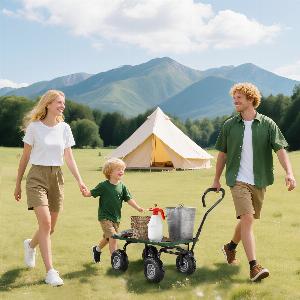 Outsunny Carrello da Giardino in Acciaio con Capacità 150 kg e Maniglia Rivestita 94x485x100 cm Nero e Verde