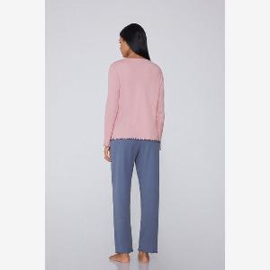 Tezenis Pyjama Long Coton Imprimé Cœurs Femme Rose Taille M
