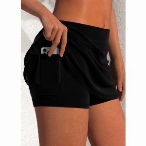 Get 11 discount on ROTITA midrise black pantskirt with side slit pockets today