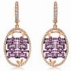 Wishes 18K Red  Black Gold Pink Sapphire Earrings