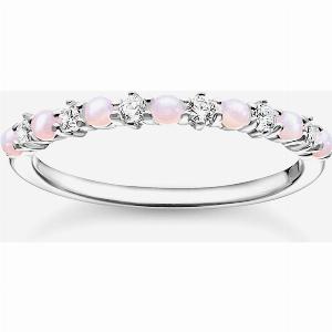 THOMAS SABO Sterling Silver Pink OpalImitation Cubic Zirconia Stacking Ring TR2343166754