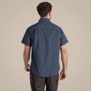 Craghoppers Mens Kiwi Short Sleeved Shirt Ombre Blue