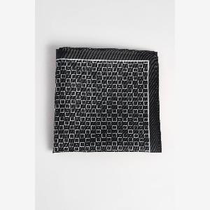 50 Off Mens Black Geo Print Pocket Square Limited Time Offer