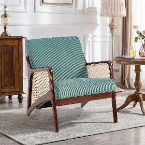 Enjoy 38 Discount on Corduroy Armchair Featuring Rattan Armrests