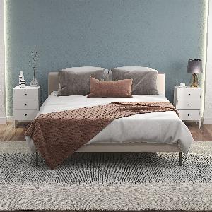 HOMCOM Lot de 2 tables de chevet tables dappoint 3 tiroirs pour chambre en bois 40L x 30l x 64H cm blanc