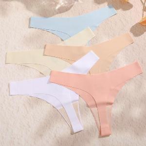 FINETOO String sexy sans couture taille basse pour femme culotte de bikini douce et confortable S
