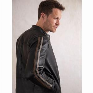 Morton Black Leather Biker Jacket with Contrast Stripes Now 279 Save 7