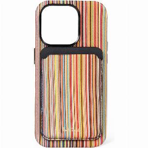 Paul Smith iPhone 15 Pro MagSafe Leather Signature Stripe Credit Card Case