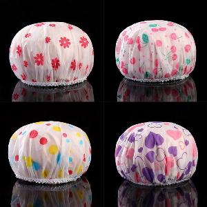 Bonnet de douche imperméable pour salle de bain élastique épais bonnet pour cheveux pour femmes produits à pois pour Salon de coiffure accessoires de salle de bain