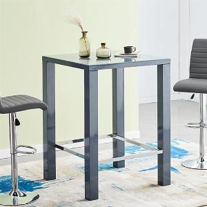 Jam High Gloss Bar Table Square Glass Top In Grey