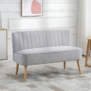 HOMCOM Modern Velvet Double Seat Sofa w Wood Frame Foam Padding High Back Soft Comfortable Compact Couch Grey