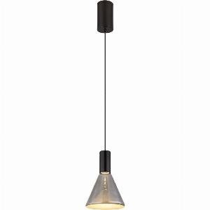 Labora Cone Dome Pendant Ceiling Light Matt Black Smoke Glass Shade LED 3000K