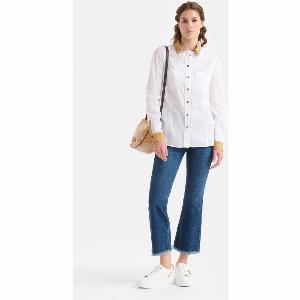 Camicia basic in popeline di cotone stretch Bianca