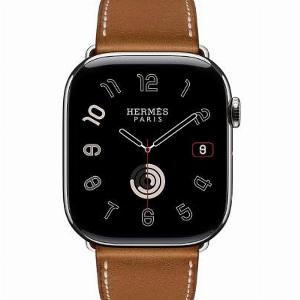 Apple Watch Hermes Series 8 Cellular Stainless Steel 45mm   Like New  Silver Case  Orange Sport Band Hermes Deployment Buckle Calfskin Band