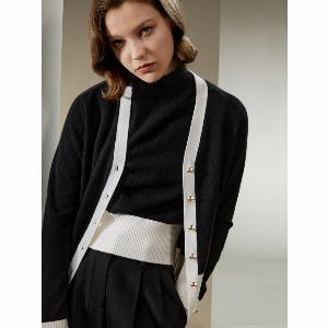 LILYSILK Cardigan Cashmere Nero Stile Minimalista Pensato Per LAutunno 100 Cashmere Adatto A Tutte Le Stagioni M