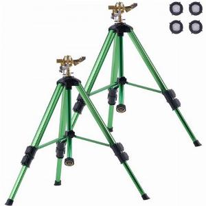VEVOR Irrigatore a Impatto Base a Treppiede 2 Pezzi Irrigatori a Treppiede Testa in Ottone Connettore G34 Irrigazione Area Ampia 360 gradi Altezza Regolabile per Cortile Giardino Prato Giardinaggio