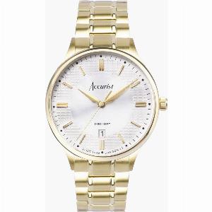 Accurist Accurist Classic Mens Watch Gold Case Stainless Steel Bracelet with Silver Dial 37mm