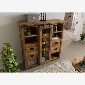 Buffet en bois de Manguier  Bois de récupération 142x45x147 naturel laqué RAILWAY LUX 121
