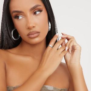 Engraved Detail Ring In Silver Womens Size UK One Size