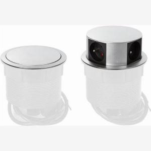 Perel PopupSteckdose 4 Steckdosen mit Stifterdung Typ E Einbauöffnung 121 mm Innenbereich schwarzgrau