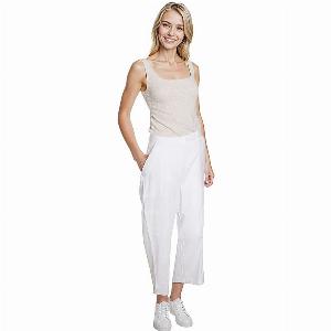Charlotte West Ladies Linen Relaxed Fit Cargo Pocket Cropped Pants Size 12  White