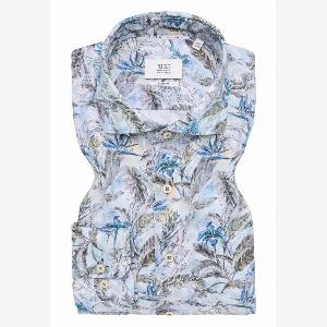 Blau bedrucktes Slim Fit Leinenhemd jetzt für 5999  25  Rabatt
