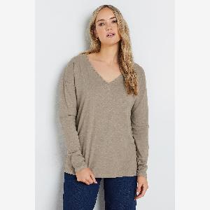 Lts Tall 2 Pack Natural Brown  Khaki Green Long Sleeve Tshirts 10 Lts  Tall Womens Basic Tops