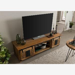 Meuble TV en bois de Manguier  Bois de récupération 180x55x50 naturel laqué RAILWAY LUX 130