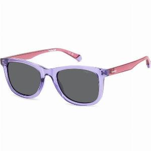 Polaroid Enfant PLD 8060S 789M9 Lunettes de soleil Plastique Lilas Gris Carré Polarisé