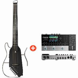 Donner HUSHI tragbare Reisegitarre leicht und leise Schwarz 19