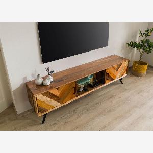 Meuble TV en Bois de récupération 200x40x56 naturel laqué AVIGNON 101