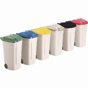 Poubelle Rubbermaid 100L beige avec roulettes 6228  au lieu de 9708