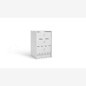 Malibu 3 Drawer Bedside Table White Compact Storage Organiser Unit